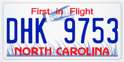 NC license plate DHK9753