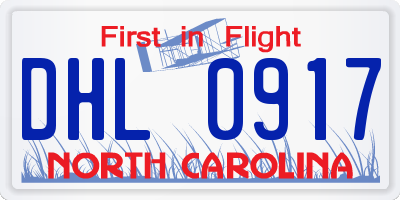 NC license plate DHL0917