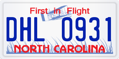 NC license plate DHL0931