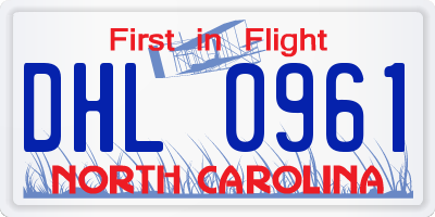 NC license plate DHL0961