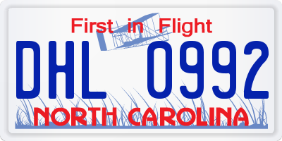 NC license plate DHL0992