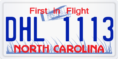 NC license plate DHL1113