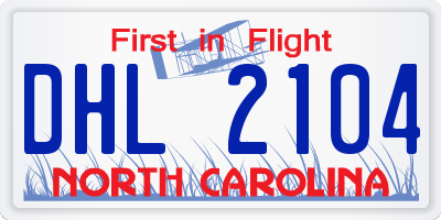 NC license plate DHL2104