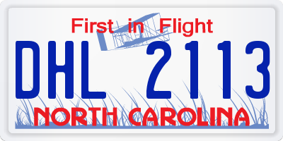 NC license plate DHL2113