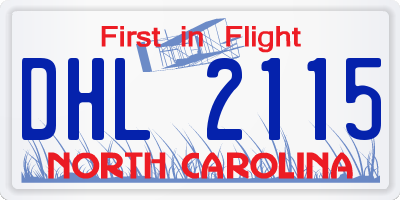 NC license plate DHL2115