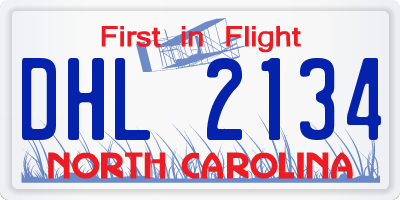 NC license plate DHL2134