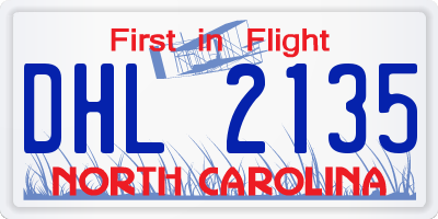 NC license plate DHL2135
