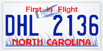 NC license plate DHL2136
