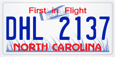 NC license plate DHL2137