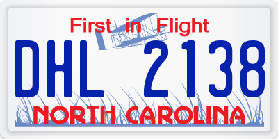 NC license plate DHL2138