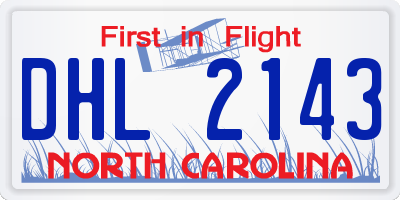 NC license plate DHL2143