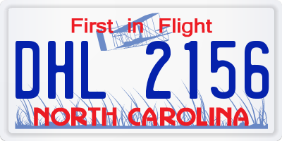 NC license plate DHL2156