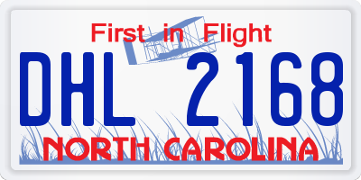 NC license plate DHL2168
