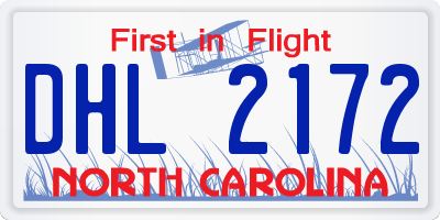 NC license plate DHL2172
