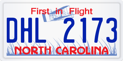 NC license plate DHL2173