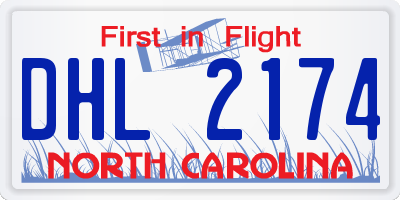 NC license plate DHL2174