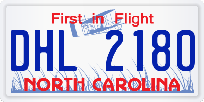 NC license plate DHL2180