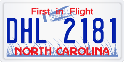 NC license plate DHL2181