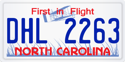 NC license plate DHL2263
