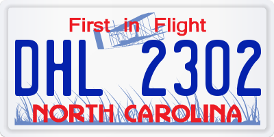 NC license plate DHL2302