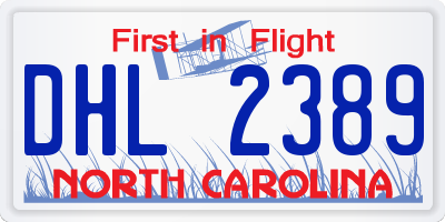 NC license plate DHL2389
