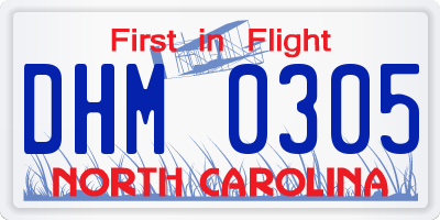 NC license plate DHM0305