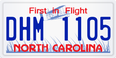 NC license plate DHM1105