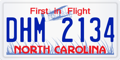 NC license plate DHM2134