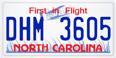 NC license plate DHM3605