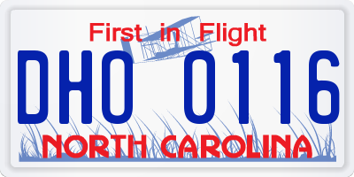 NC license plate DHO0116