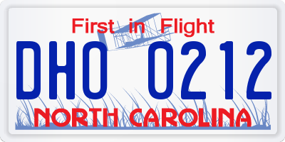 NC license plate DHO0212
