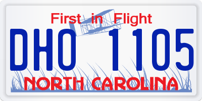 NC license plate DHO1105