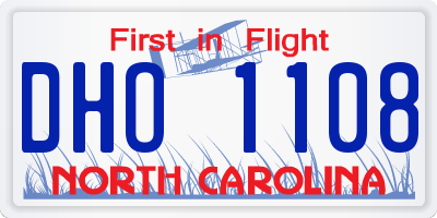 NC license plate DHO1108