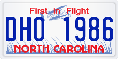 NC license plate DHO1986