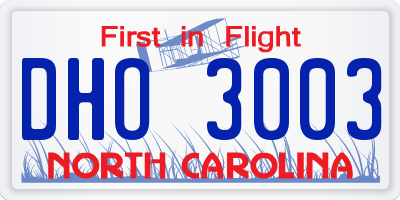 NC license plate DHO3003