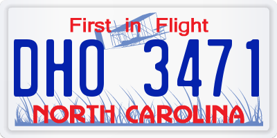 NC license plate DHO3471