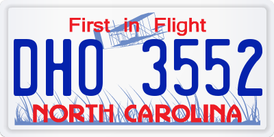 NC license plate DHO3552