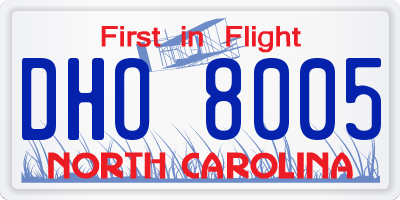 NC license plate DHO8005