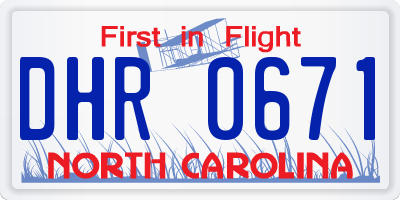 NC license plate DHR0671