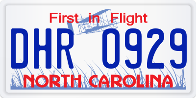 NC license plate DHR0929
