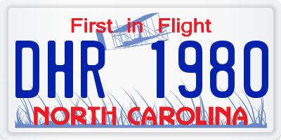 NC license plate DHR1980