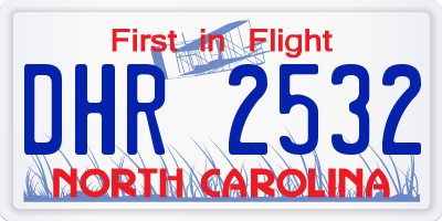 NC license plate DHR2532