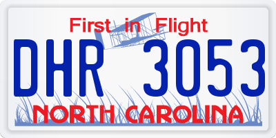 NC license plate DHR3053