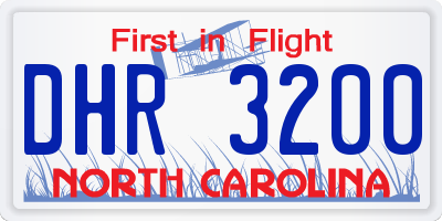 NC license plate DHR3200