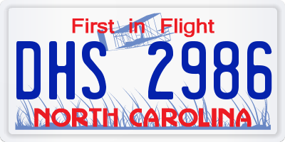 NC license plate DHS2986