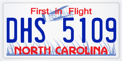 NC license plate DHS5109
