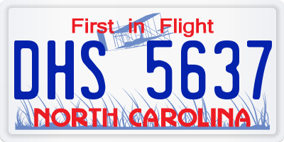 NC license plate DHS5637