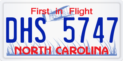 NC license plate DHS5747