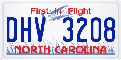 NC license plate DHV3208
