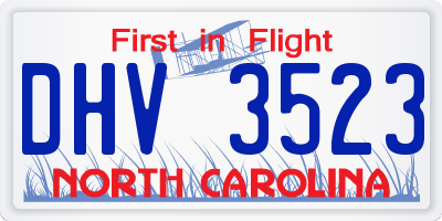 NC license plate DHV3523